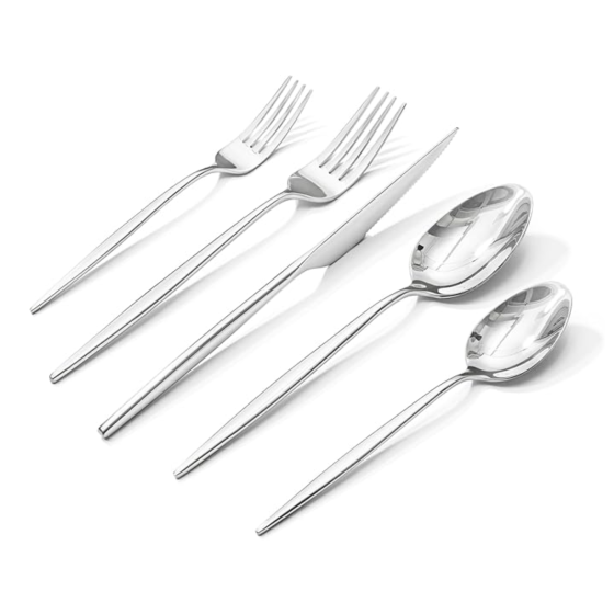 Silverware Set, 40-Piece Flatware Set Cutlery Set Premium 18/10 Stainless Steel, Tableware Include Forks Knives Spoons for Home Kitchen Restaurant Wedding, Dishwasher Safe