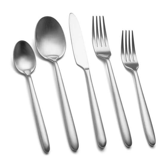 Heavy Duty Silverware Set, 40-Piece Premium Stainless Steel Flatware Sets For 8, Matte Brushed Finish Cutlery Tableware Modern Kitchen Utensils Set for Home Restaurant, Dishwasher Safe