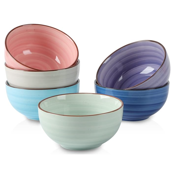 Ceramic 12 Oz Dessert Bowls Set, Small Cereal Bowls for Kitchen, 4.7 Inch Ice Cream Bowls for Snack Side Dishes Dips, Microwave Dishwasher Safe, Set of 6, Gradient Color