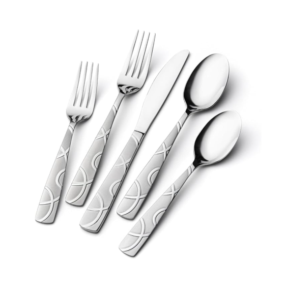 40PCS Stainless Steel Silverware Set, Modern Flatware Set for Kitchen, Mirror Polished Cutlery Set with Forks, Spoons and Knives，Dishwasher Safe